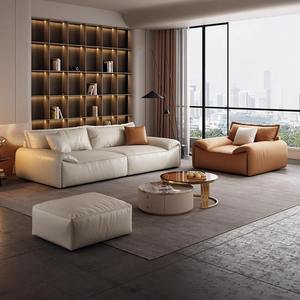 Sofá Modular de Lujo Moderno para Sala de Estar, Diseño en Cuero de 2-3 Plazas, Estilo Relajado en Forma de L - Product Image 4