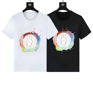 T-shirt Hip Hop all'ingrosso in cotone pettinato da 260g con stampa colorata a gradiente teschio e coniglio, design traspirante - Psycho - Product Image 4