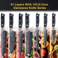 Livraison Gratuite Couteau de Chef Japonais SkyCook 8 Pouces en Acier Damas Aus10 avec Manche G10 Full Tang et Logo Gratuit