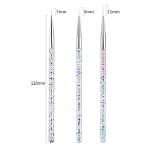 Pinceau à ongles en plastique à paillettes 3 couleurs avec manche doré, pinceau de précision pour gel acrylique et peinture fine pour manucure et nail art - Product Image 6