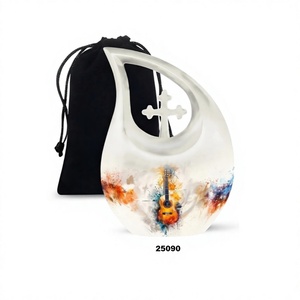 Offre Spéciale belle guitare larme crémation adulte urne pour cendres humaines décorative grande croix funéraire urne avec sac en velours gratuit - Product Image 1