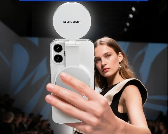 Magnetic Selfie Light 3W 800mah Rechargeable 3-Adjustable Pocket Ring Light Built-in Mirror Foldable Phone Fill Light