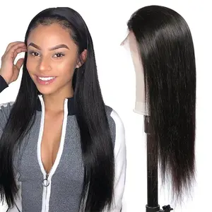 Glueless Full Lace Wigs Virgin Straight 150% 180% density Human Hair Wig With Baby Hair Preplucked Hairline