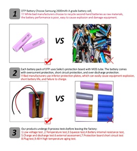 แบตเตอรี่ลิเธียมไอออนแบบชาร์จได้ DTP สำหรับโรงงาน สั่งซื้อจำนวนมาก 3.7V 18650 ความจุ 2600mAh - Product Image 6