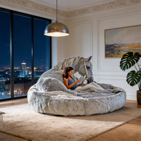 Cama de Peluche Gigante con Forma de Caballo, Sillón Puff Extra Grande con Forma de Animal, Sofá de Piel Sintética Gris de Lujo, Muebles Modernos Decorativos para el Hogar