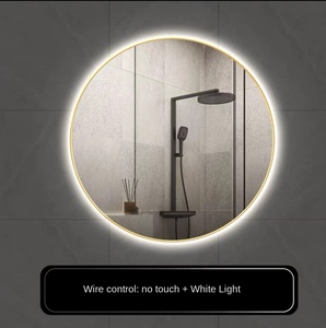 Espejo inteligente enmarcado redondo, pantalla táctil de baño, LED con luz, desempañador, espejo de baño, espejo de baño, colgante de pared - Product Image 3