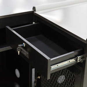 Comptoir de caisse modulaire en forme de L personnalisable avec armoire et plateau pour clavier pour magasin de centre commercial - Product Image 5