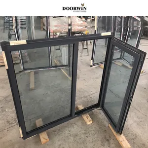 Doorwin Simple Design Aluminum NFRC Certificated Tilt Turn Black Aluminum Casement Window