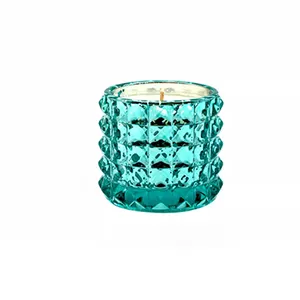 Wholesale Colored Candle Container Jar Toppan Pattern Glass Candle Jar For Candle Making