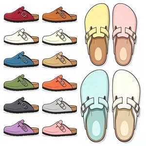 Sandalias Planas de Verano Tipo Mule, de Gamuza y Cuero, con Plantilla de Corcho, Transpirables, Cómodas, para Mujer y <span class=keywords><strong>Hombre</strong></span>, Casuales, para Exteriores, Punta Abierta - Product Image 1