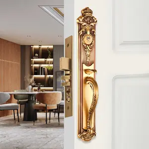 Serrure de cylindre de porte en bois de sécurité, Style américain de luxe, poignée Antique Rose /24K couleur or cuivre