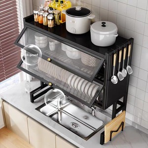Étagère <span class=keywords><strong>de</strong></span> rangement <span class=keywords><strong>pour</strong></span> évier <span class=keywords><strong>de</strong></span> <span class=keywords><strong>cuisine</strong></span> en métal, écologique, durable, à double niveau, multifonctionnelle, anti-poussière, <span class=keywords><strong>pour</strong></span> assiettes, cuillères et bols - Product Image 3