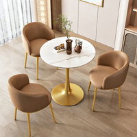 Table et chaises de salle à manger en ardoise de style industriel, table à café rapide, pieds en métal, pour hôtel et salon