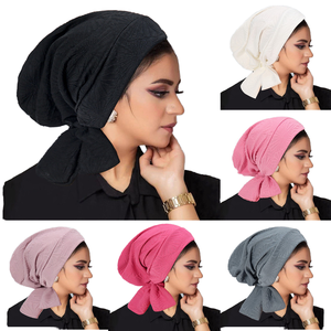Dames Lange Staart Stropdas Hoofddoek Muts Amazon 'S Nieuwe Etnische Tulband Mode Jacquard Waaierblad Effen Kleur Gemaakt Polyester Voor De Zomer - Product Image 1