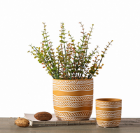 Pot de fleurs en céramique terracotta bohème avec trous de drainage, finition émaillée noir et blanc, cadeaux pour les amateurs de plantes