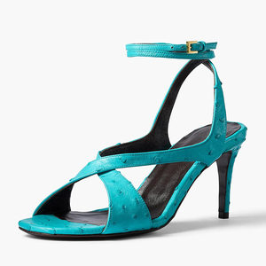 Sandali da Donna <span class=keywords><strong>con</strong></span> Cinturino Incrociato e Fibbia alla Caviglia, Punta Rotonda, Tacchi Eleganti da Sera, Sandali in Pelle Esotica, Vendita all'Ingrosso OEM - Product Image 2