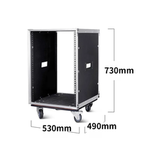 Sistema de audio profesional 16U Rack Case Instalación de metal Rackmount con ruedas para equipos de sonido