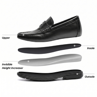 Mocassins rehaussants décontractés pour hommes en cuir de vachette souple, haute qualité, prix d'usine de gros, augmentant la taille de 6 cm