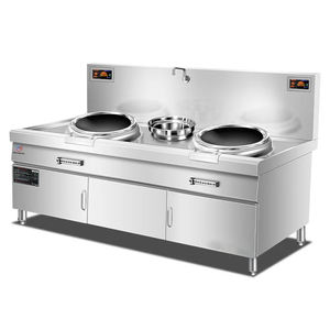 Cocina comercial de inducción personalizada <span class=keywords><strong>Wok</strong></span> Salteado de doble cabezal 10KW con gabinete <span class=keywords><strong>Restaurante</strong></span> grande Cantina escolar - Product Image 1