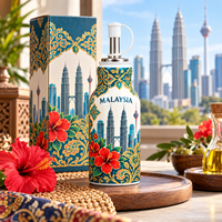Botol Minyak Keramik Suvenir Asia Malaysia dengan Kotak Hadiah Desain Landmark Kota Kustom Dispenser Minyak Porselen untuk Dapur Rumah