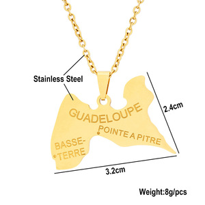 <span class=keywords><strong>Guadeloupe</strong></span> Île Carte Étanche En Acier Inoxydable Mode Bijoux Colliers Pendentif En Gros pour Femmes Hommes - Product Image 4