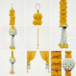 Artificial Marigold <b>Hanging</b> Garland Yellow <b>White</b> Floral String for Wedding Decoration Festival Decor Temple Pooja Home - Product Image 6