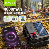 BAVIN PC1260 Lampe de camping 3-en-1, batterie solaire 4000mAh, boîte à outils multifonctionnelle, lanterne LED 450LM, batterie externe