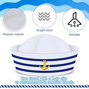 <span class=keywords><strong>Casquette</strong></span> de <span class=keywords><strong>capitaine</strong></span> de marine blanche pour enfants et hommes, accessoires de costume pour Halloween - Product Image 3