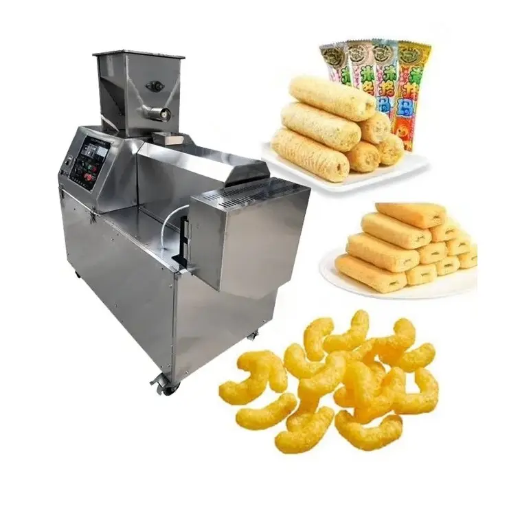 Roestvrijstalen Maïs Gepofte Snacks Bladerdeeg Voedsel Extruder Apparatuur Chips Geëxtrudeerde Pellets Snacks Extruder Voor Snacks