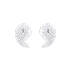 925 Silver Stud Earrings With Zircon Bezel Setting Geometric Texture Party Fashion Jewelry - Product Image 1