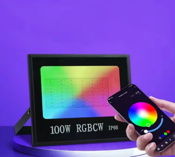 RGBCW APP Control Floodlight Black Aluminum Led Wall Light-modern Design Waterproof Ip66 Dimmable for Home Office & Garden Use