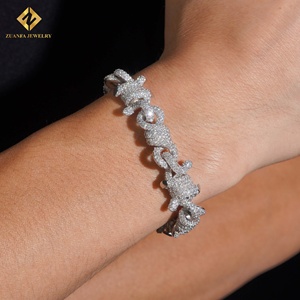 Bracelet en diamant de laboratoire Zuanfa, design filaire tendance, chaîne cubaine, collier et bracelet pour homme, diamant glacé, argent 925 - Product Image 2