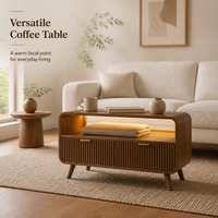 Table basse moderne à LED avec étagère de rangement, meuble de bureau écologique et durable, table basse nordique