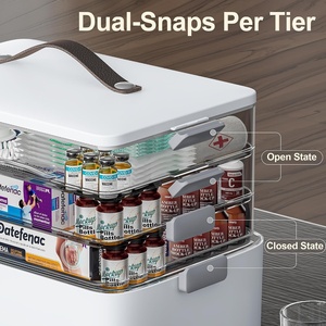 Organisateur de médicaments en plastique à 4 niveaux <span class=keywords><strong>CTIME</strong></span>, armoire portable avec poignée |   Boîte médicale multifonctionnelle, organiseur de pilules, trousse de premiers soins vide - Product Image 5