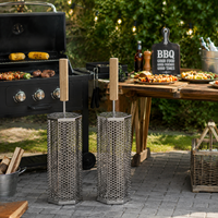 Panier de rôtissage en acier inoxydable pour barbecue, avec poignée en bois, panier de grillade rotatif pour barbecue extérieur, vente en gros