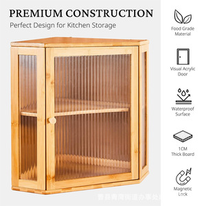Boîte de rangement pour pain à double couche, armoire d'angle en bois, rangement alimentaire transparent, comptoir de cuisine, séparateur réglable - Product Image 5