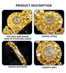 Relojes de cuarzo de alta calidad para mujer, correa de reloj de joyería, reloj de cuarzo de diamante Nano espinela con incrustaciones de plata - Product Image 3