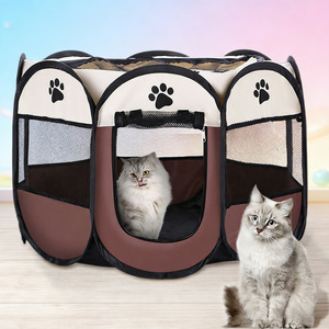 Octagonal Pet Fence <b>Cat</b> House Breathable Mesh Indoor Outdoor Folding Pet Tent Large Dog <b>Cage</b> Pet Bed - Product Image 1