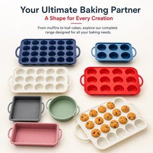 Ensemble de moules à pâtisserie en silicone antiadhésif résistant à la chaleur -40 ° C à 230 ° C Easy Release, qualité alimentaire, sans BPA, avec poignées, compatible lave-vaisselle - Product Image 1