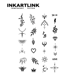 Set de 24 Pegatinas Minimalistas para Dedos, con Pequeños Elementos como Luna, Estrella, Corazón, Florales y Herbales, Arte Corporal Semipermanente de 15 Días - Product Image 4