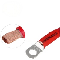 Câble de batterie automobile en cuivre pur 2 AWG avec extrémités à pince, longueur personnalisée, connecteur isolé noir pour voitures, camions, bus