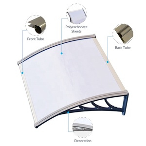 Auvent <span class=keywords><strong>de</strong></span> porte en polycarbonate, pare-pluie et pare-soleil <span class=keywords><strong>pour</strong></span> toit, avec supports arqués et <span class=keywords><strong>abri</strong></span> anti-pluie, résistant aux chocs, durable, prix abordable - Product Image 2