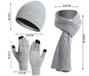 Beanie Hat Warm Fleece Knit Hats Touch Screen Gloves Neck <b>Scarf</b> Set Winter Gifts for Unisex Promotional Gift - Product Image 3