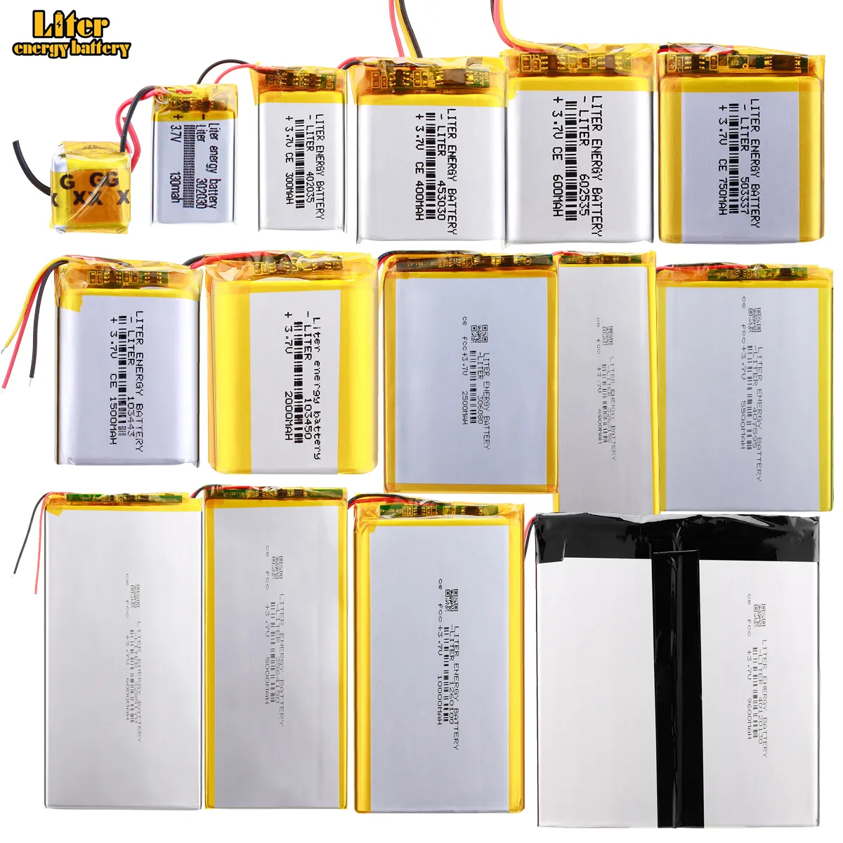 Batería recargable personalizada de polímero de litio, 3,7 V, 7,4 V, 11,1 V, 12V, 150mah, 500mah, 1000mah, 5000mah, 10000mah