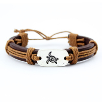 Bracelet en cuir véritable tortue de mer cheval renard bois de cerf éléphant gecko lézard mural chien chat patte cerf dragon tortue