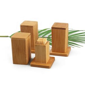 Large Natural <b>Bamboo</b> Toothpick Box Private Label Thickening Tooth Picks <b>Container</b> for Restaurant - Product Image 4