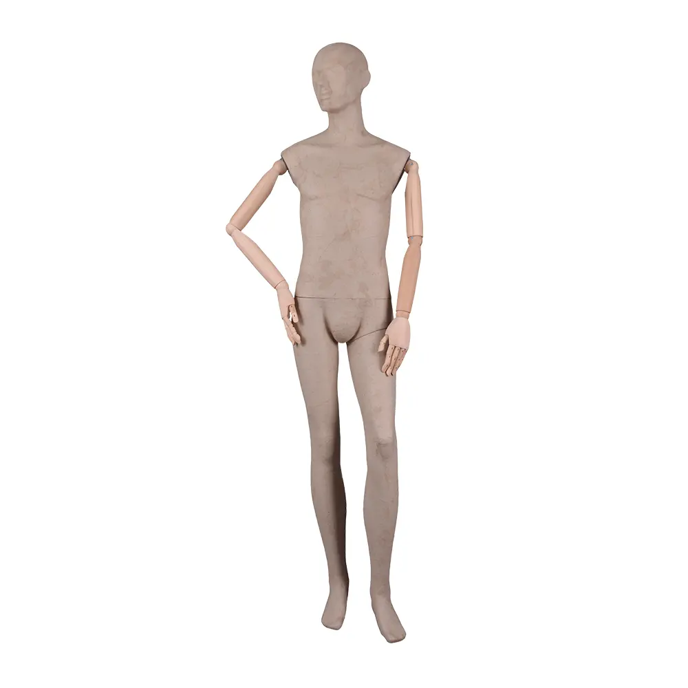 Professional Factory Mannequin Covered Cloth Mannequin Movable Wood Brand Clothing Store Covered Cloth Dummy Plastic Men Stand
