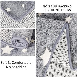 Alfombra grande que brilla <span class=keywords><strong>en</strong></span> la oscuridad con estrellas grandes para niños, dormitorio infantil, habitación de bebé y sala de estar, tamaño 5'x6' - Product Image 6
