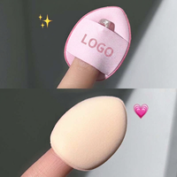 JLY Mini Houpette Mignonne pour Doigt, Double Usage (Sèche et Humide), pour Correcteur et Fond de Teint, en Forme de Goutte d'Eau, Portable, Compacte, Houpette Pouce