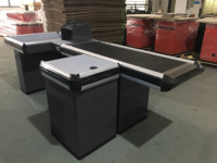 Comptoir de sortie de supermarché avec affichage automatique de table de caissier inoxydable de ceinture